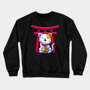 Cute Lucky Cat Cartoon Crewneck Sweatshirt